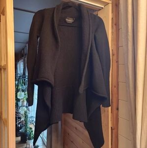 Zadig Voltaire 100% Cashmere Black Drape Waterfall Asymmetrical Cardigan EUC OS